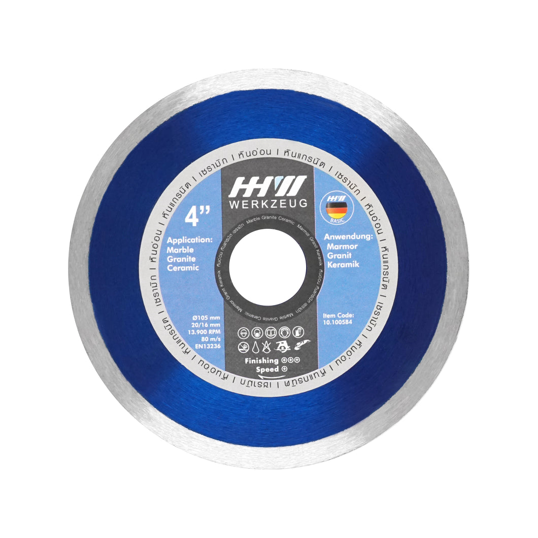 HHW ใบตัดเพชรแบบต่อเนื่อง 4นิ้ว Diamond Cutting Discs Continuous 4” 10.100584
