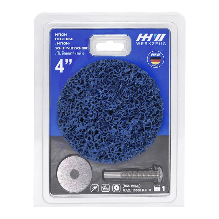 HHW ใบขัดลอกสี, สนิม มีแกน / NYLON FLEECE DISC WITH CLAMPING MANDREL