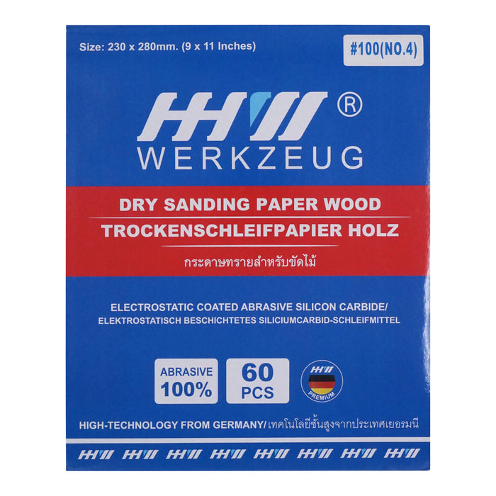 HHW กระดาษทรายไม้ Sandpaper Aluminium Oxide for Wood PACK@60PCS