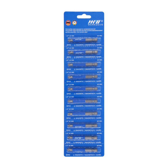 HHW ดอกไขควง พร้อมแม่เหล็ก (แพ็ค 10 ชิ้น) PH2 Supergrip Magnetic Screwdriver Bit (10 pcs.)