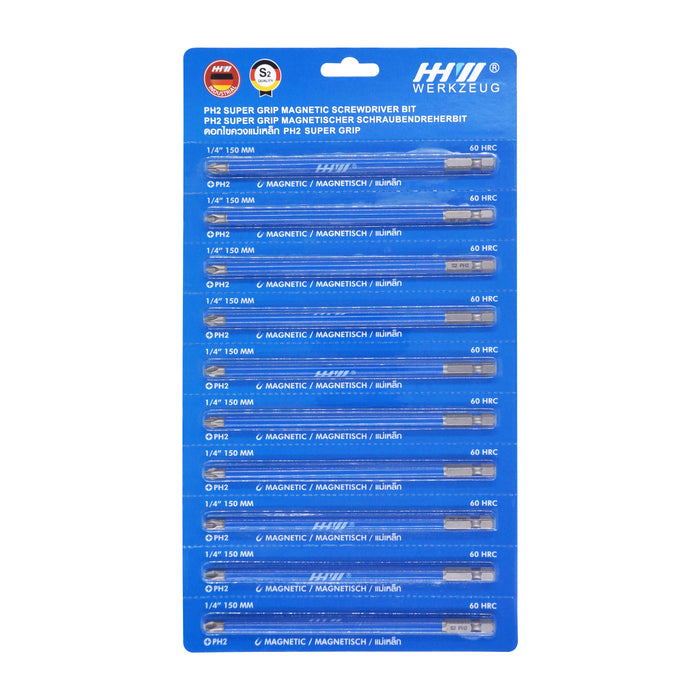 HHW ดอกไขควง พร้อมแม่เหล็ก (แพ็ค 10 ชิ้น) PH2 Supergrip Magnetic Screwdriver Bit (10 pcs.)
