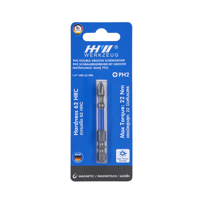 HHW ดอกไขควงแฉก ร่องคู่  PH2 Double Groove Magnetic Screwdriver Bit