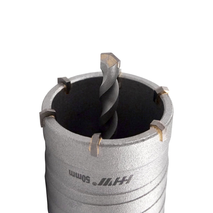HHW โฮลซอเจาะคอนกรีตและแกนจับดอกคอริ่ง TCT Hammer Core Bit SDS PLUS & Arbor With Center Drill for Concrete Core Bit 200 mm