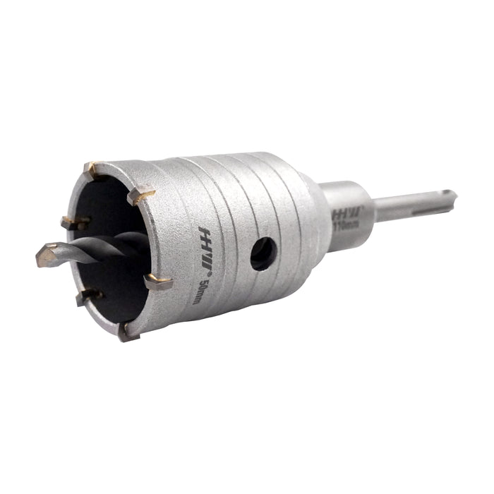 HHW โฮลซอเจาะคอนกรีตและแกนจับดอกคอริ่ง TCT Hammer Core Bit SDS PLUS & Arbor With Center Drill for Concrete Core Bit 200 mm