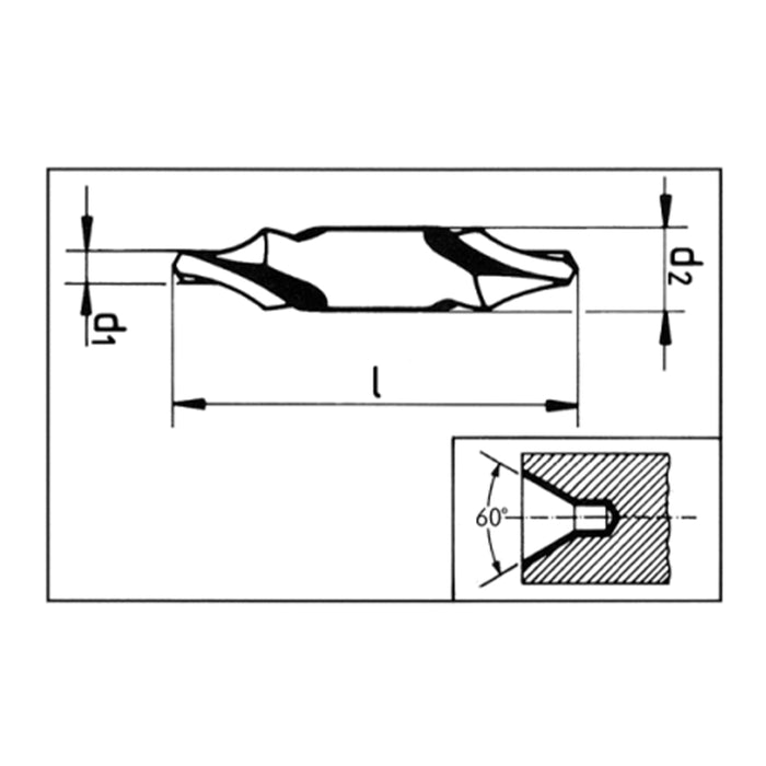 HHW ดอกนำศูนย์ HSS DIN 333 Form A Center Drill HSS DIN 333 Form A