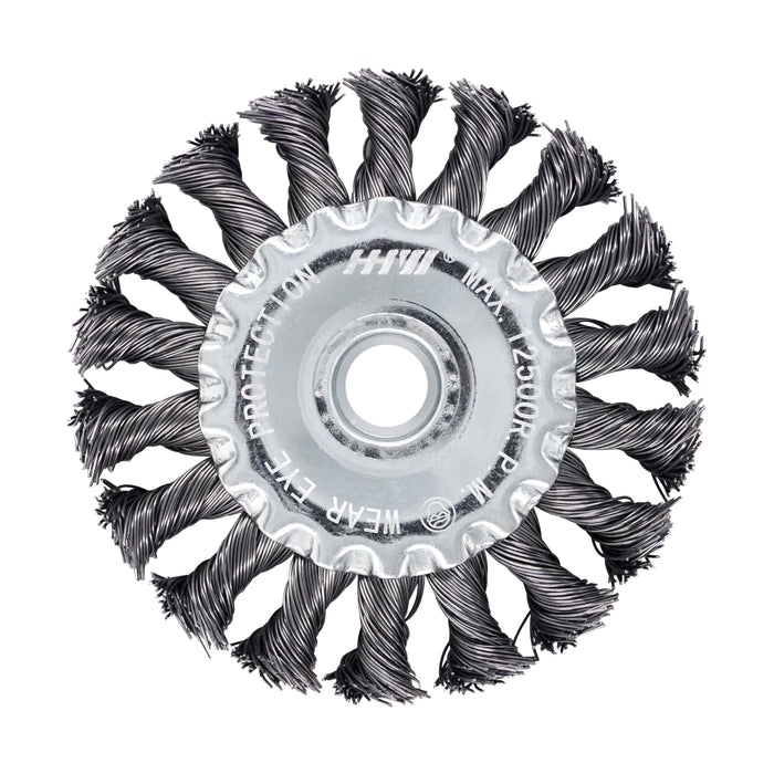 HHW แปรงลวดกลม (เหล็ก) Wheel brush knotted style