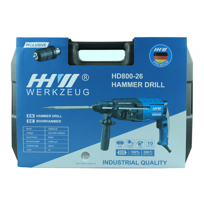 HHW สว่านโรตารี่ 3 ระบบ แบบเปลี่ยนหัวได้ / HAMMER DRILL HD800-26
