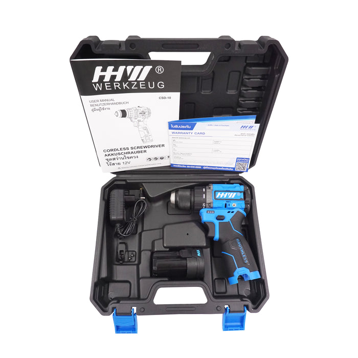 HHW ชุดสว่านไขควงไร้สาย 12V Cordless Screwdriver 12V
