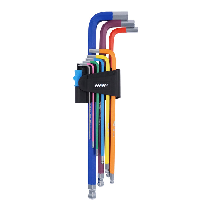 HHW ชุดประแจหกเหลี่ยม หัวบอล 9 Hex-Plus Multicolour L-Key Set Long
