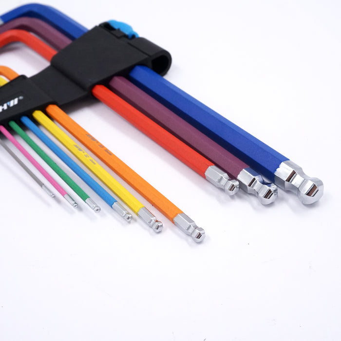 HHW ชุดประแจหกเหลี่ยม หัวบอล 9 Hex-Plus Multicolour L-Key Set Long