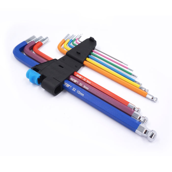 HHW ชุดประแจหกเหลี่ยม หัวบอล 9 Hex-Plus Multicolour L-Key Set Long