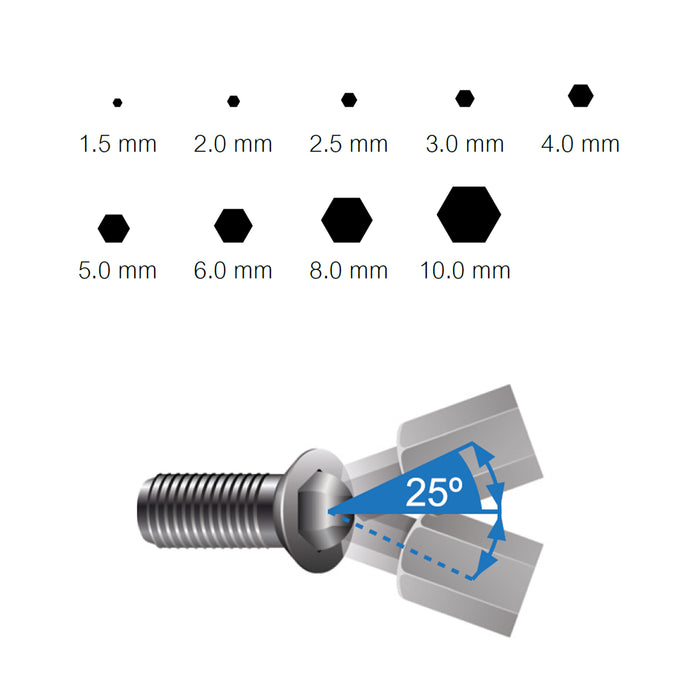 HHW ชุดประแจหกเหลี่ยม CR-V 9 ชิ้น 9 Hex-Plus CR-V, L-key Set Metric