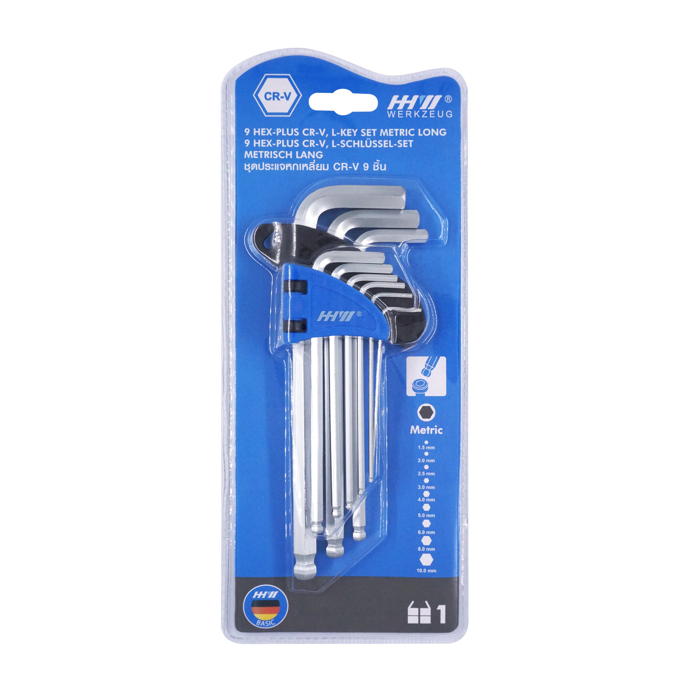 HHW ชุดประแจหกเหลี่ยม CR-V 9 ชิ้น 9 Hex-Plus CR-V, L-key Set Metric ...