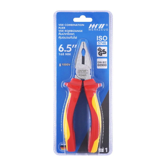 HHW คีมปากจิ้งจก หุ้มฉนวนกันไฟ VDE Combination Plier ISO 5746 IEC 60900