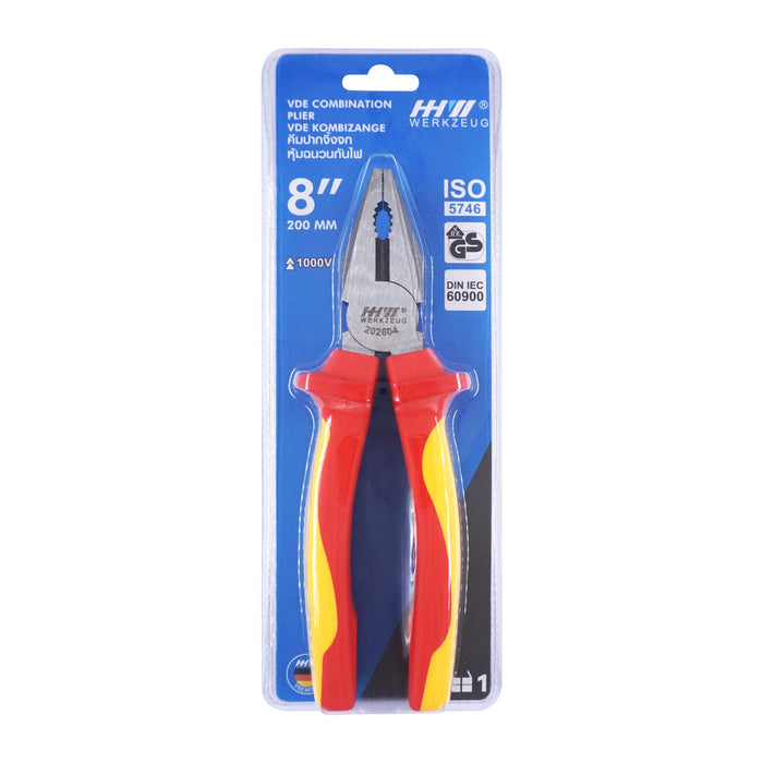 HHW คีมปากจิ้งจก หุ้มฉนวนกันไฟ VDE Combination Plier ISO 5746 IEC 60900