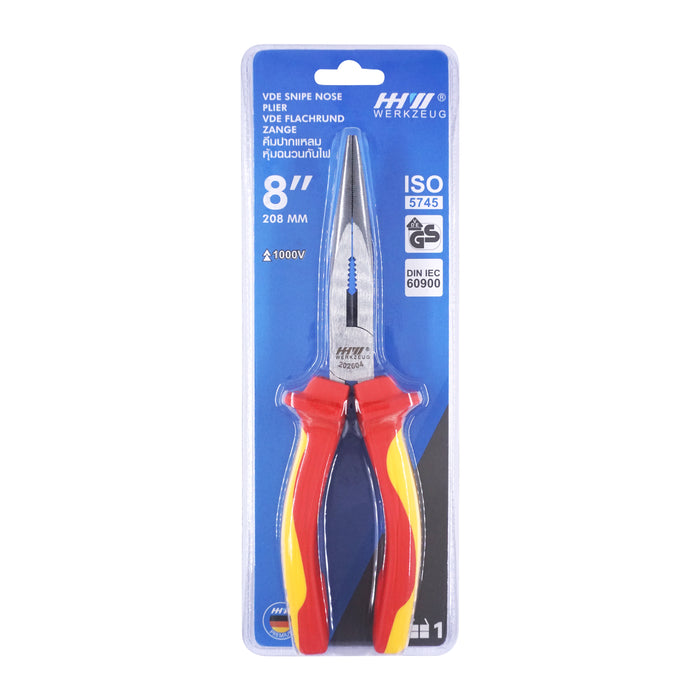 HHW คีมปากแหลม หุ้มฉนวนกันไฟ VDE Snipe Nose Plier ISO 5746 IEC 60900