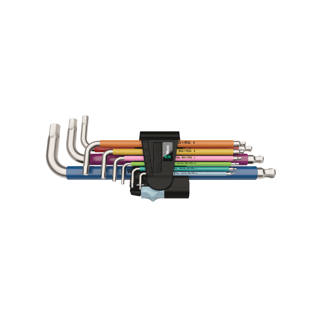 WERA 3950/9 Hex-Plus Multicolour Stainless 1, L-key set, metric, stainless