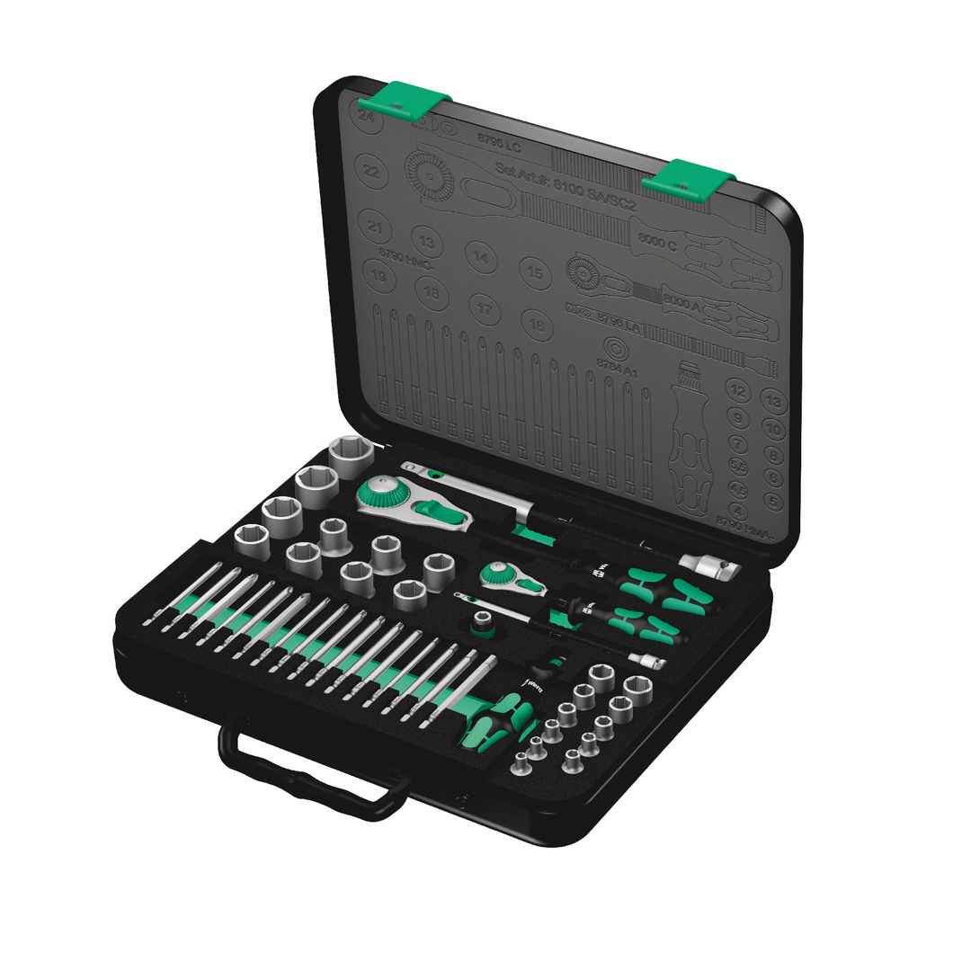 WERA 8100 SA/SC 2 Zyklop Speed Ratchet Set, 1/4