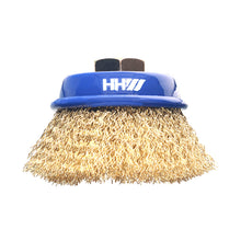 Load image into Gallery viewer, HHW แปรงลวดเคลือบทองเหลืองรูปถ้วย (เหล็ก) Cup Brush Brass Coated (steel)
