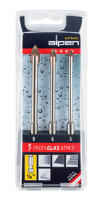 Alpen ดอกสว่านแก้วทังสเตนคาร์ไบด์ ชุด 3 ชิ้น, PROFI GLAS ATM3 SET 3pcs.